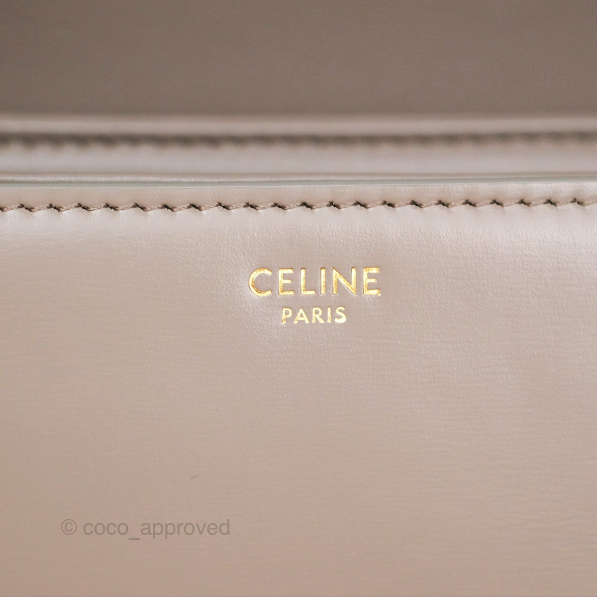 Celine Teen Triomphe Shiny Calfskin Pebble Gold Hardware