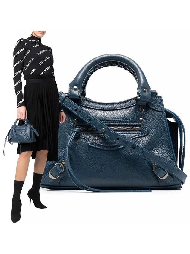 Luxury Balenciaga  Neo Classic City Mini Leather Tote Bag Petrol Blue