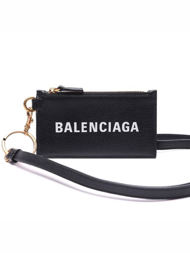 Luxury Balenciaga  Logo Cash Keyring Card Wallet Black