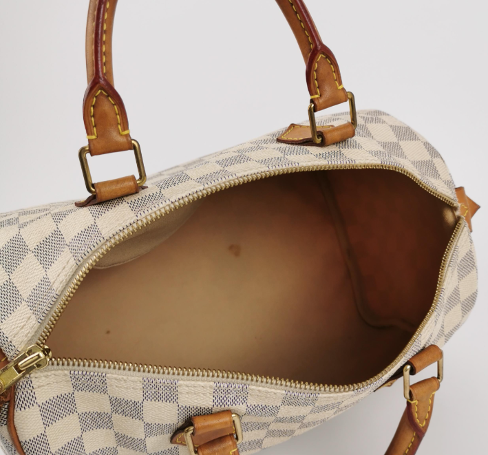 Preloved LV Louis Vuitton Damier Azur speedy 30 bag white 30cm*21cm*17.5cm 250210781057004
