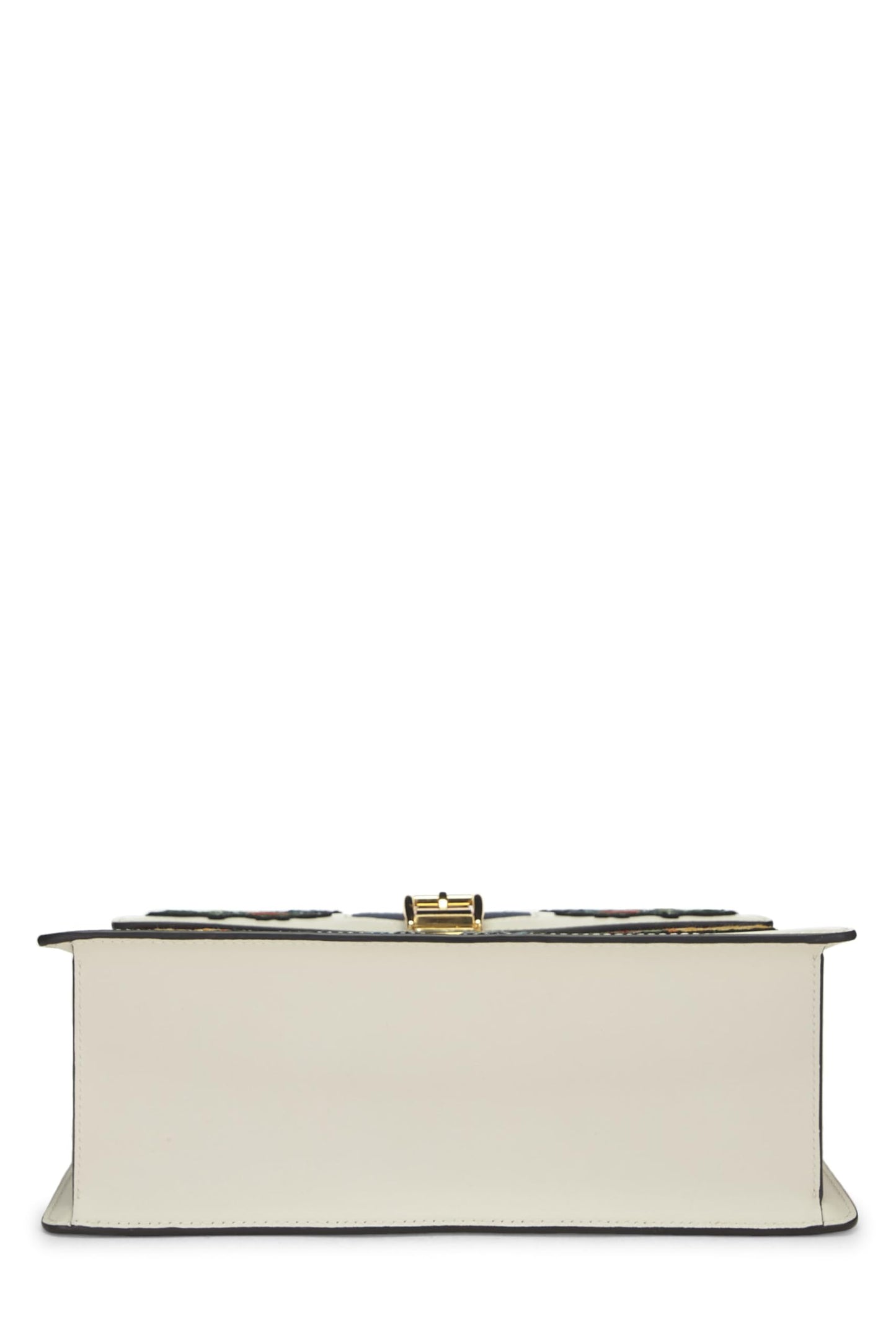 Gucci, White Floral Embroidered Leather Sylvie Medium, White