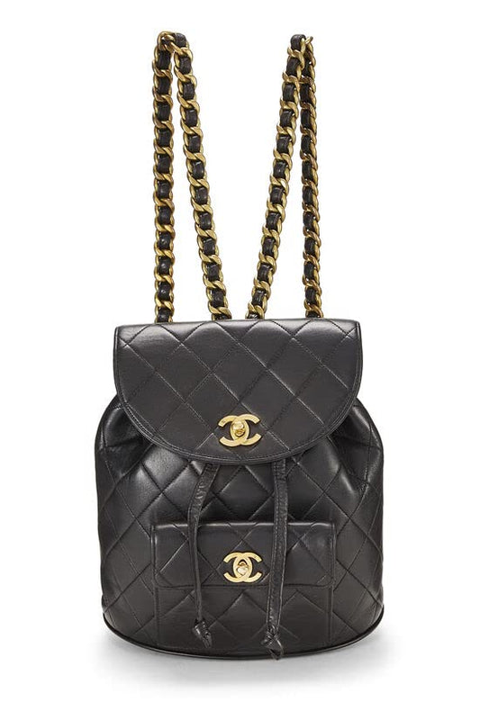 CHANEL,  Black Quilted Lambskin 'CC' Classic Backpack Medium, Black