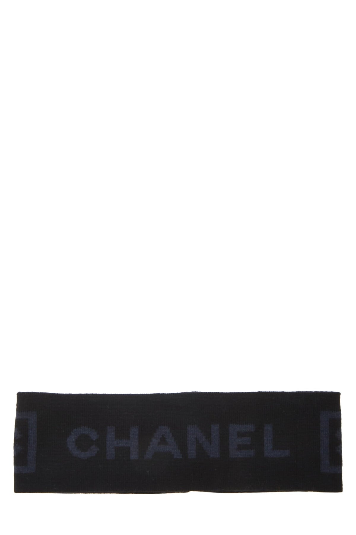 Chanel,  Black & Blue Wool Sport Ligne Headband, Black