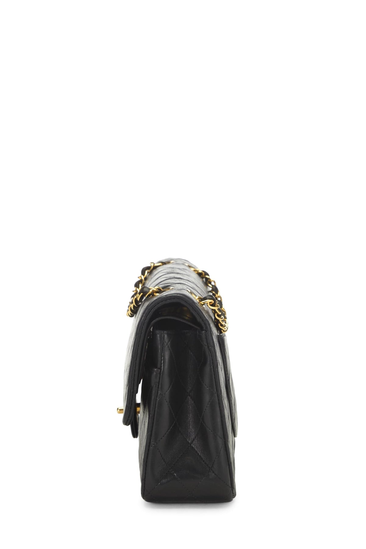 Chanel,  Black Quilted Lambskin Classic Double Flap Medium, Black