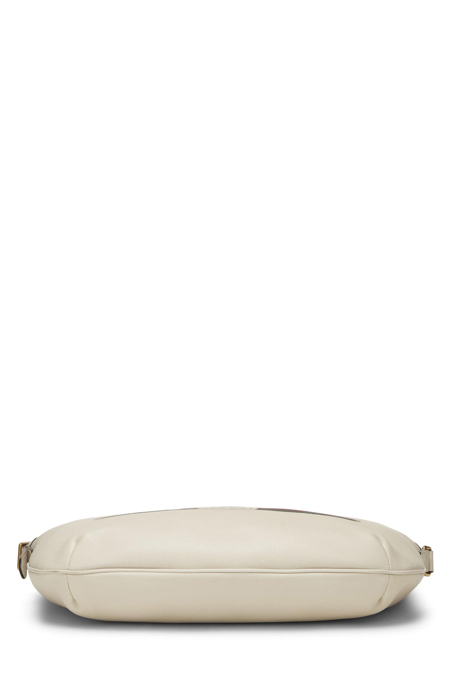 Gucci, White Leather Logo Print Half Moon Hobo, White