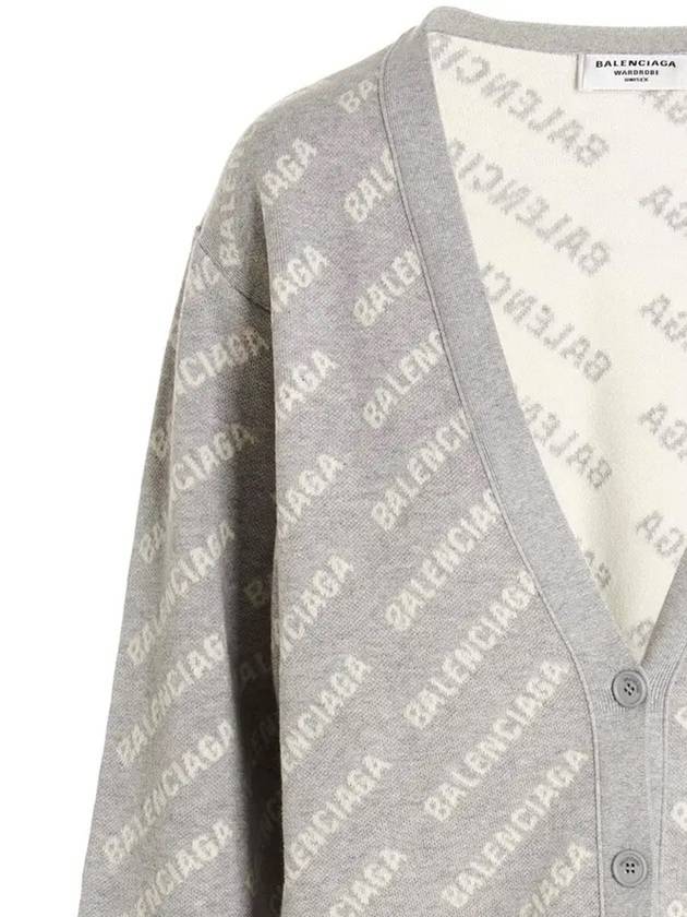 Luxury Balenciaga  wool over logo pattern cardigan Grey