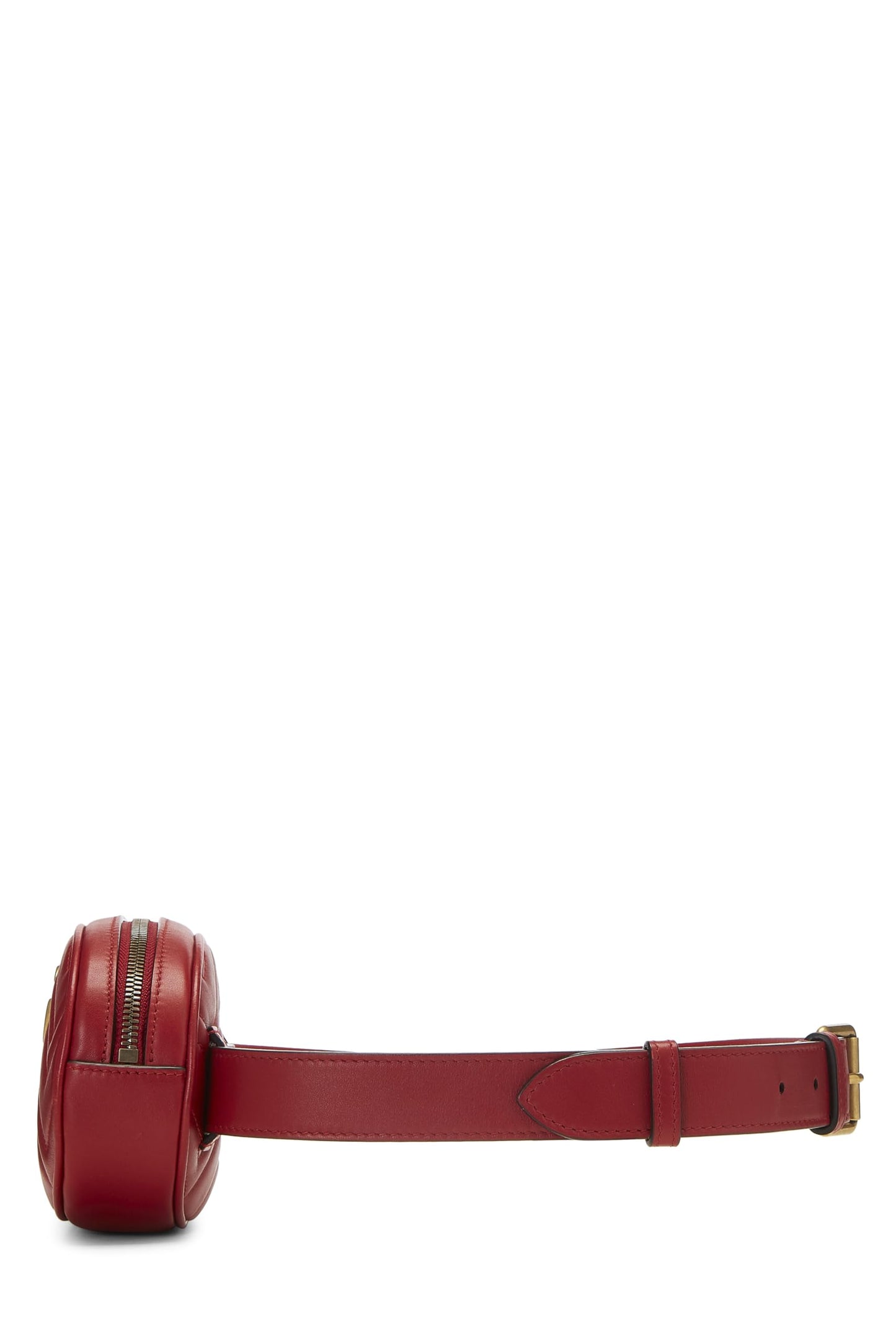 Gucci, Red Chevron Leather GG Marmont Belt Bag, Red