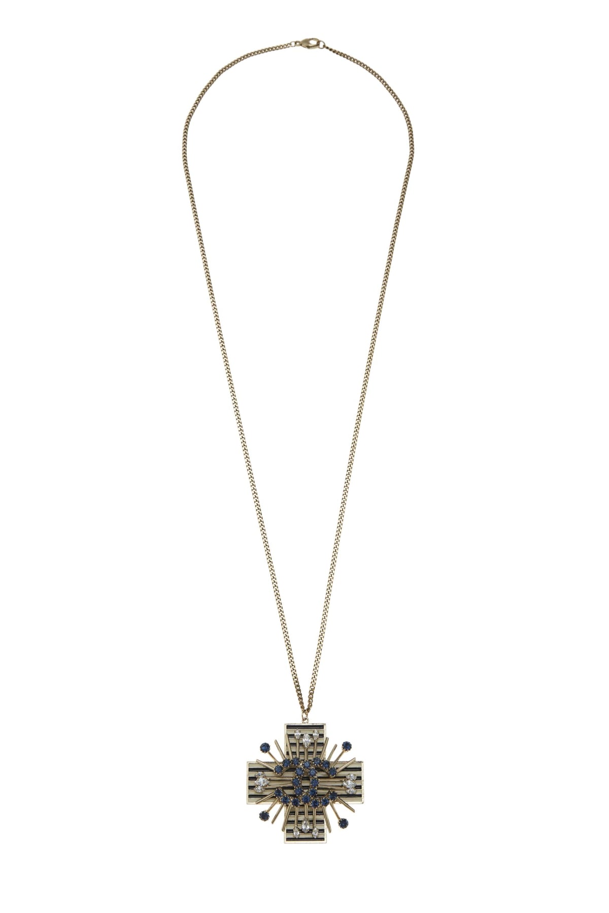 Chanel,  Gold & Crystal 'CC' Cross Necklace, Gold