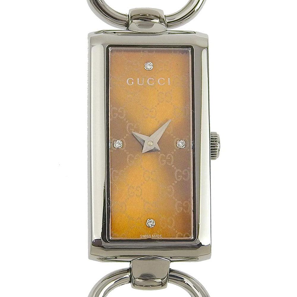 GUCCI Watches Quartz 119 Stainless Steel Brown 4P diamond Tornavoni Brown dial Women Used