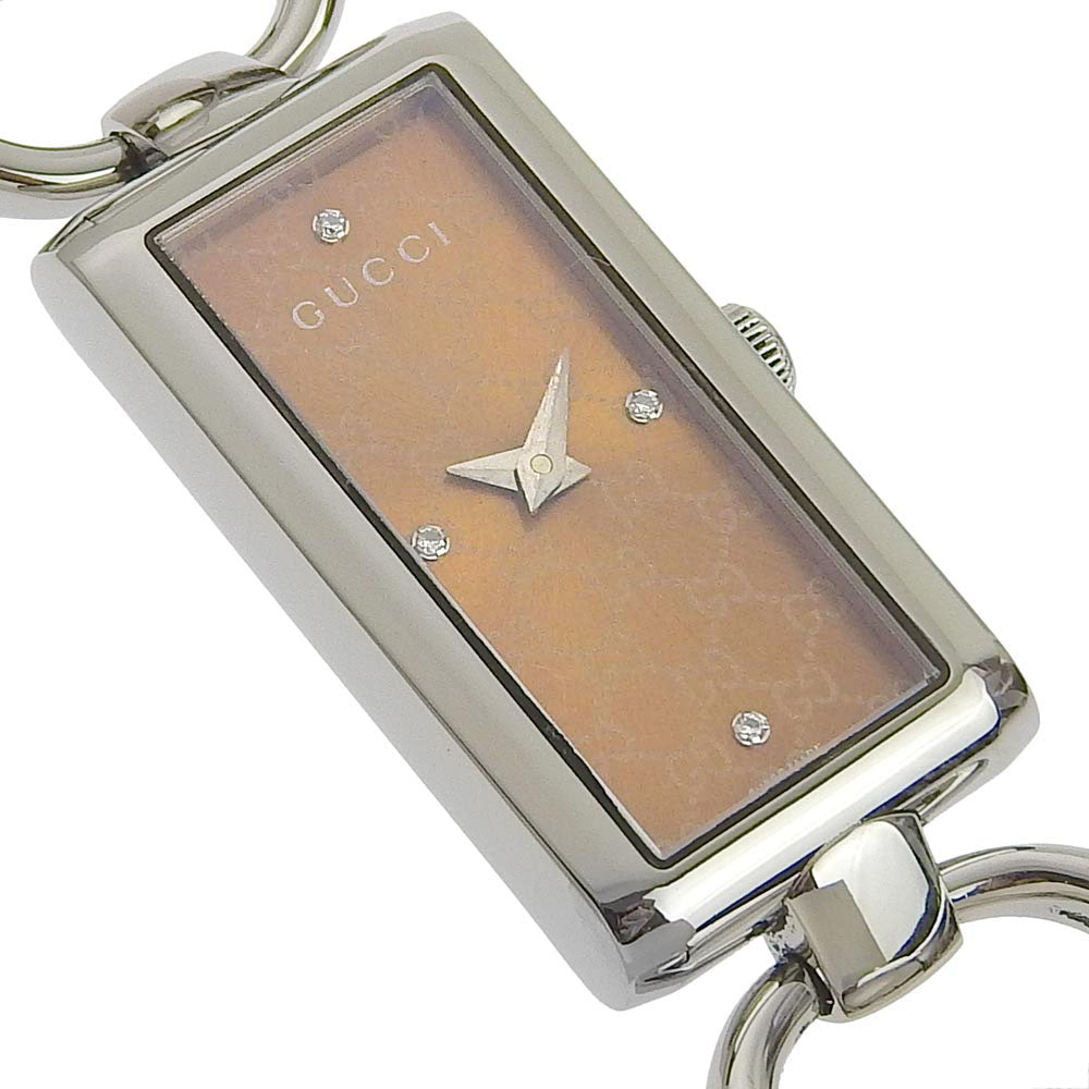 GUCCI Watches Quartz 119 Stainless Steel Brown 4P diamond Tornavoni Brown dial Women Used