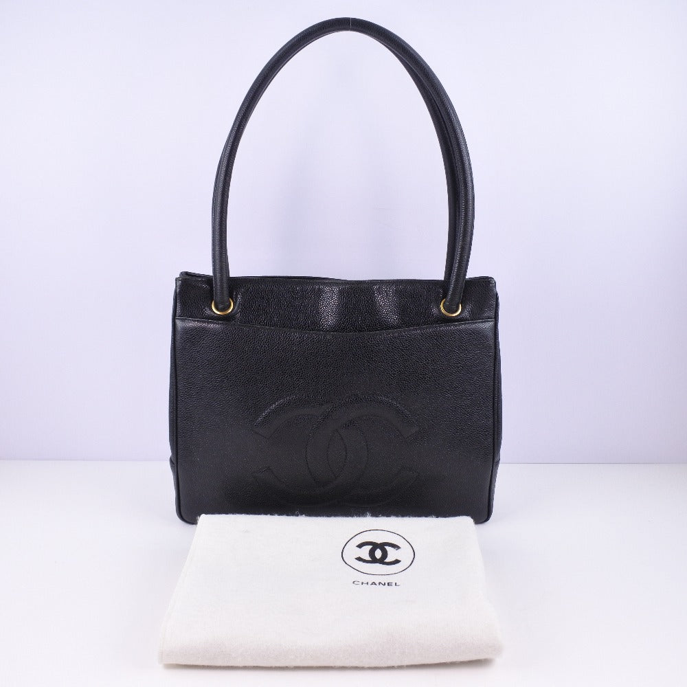CHANEL Tote Bag Caviar skin black Women Used