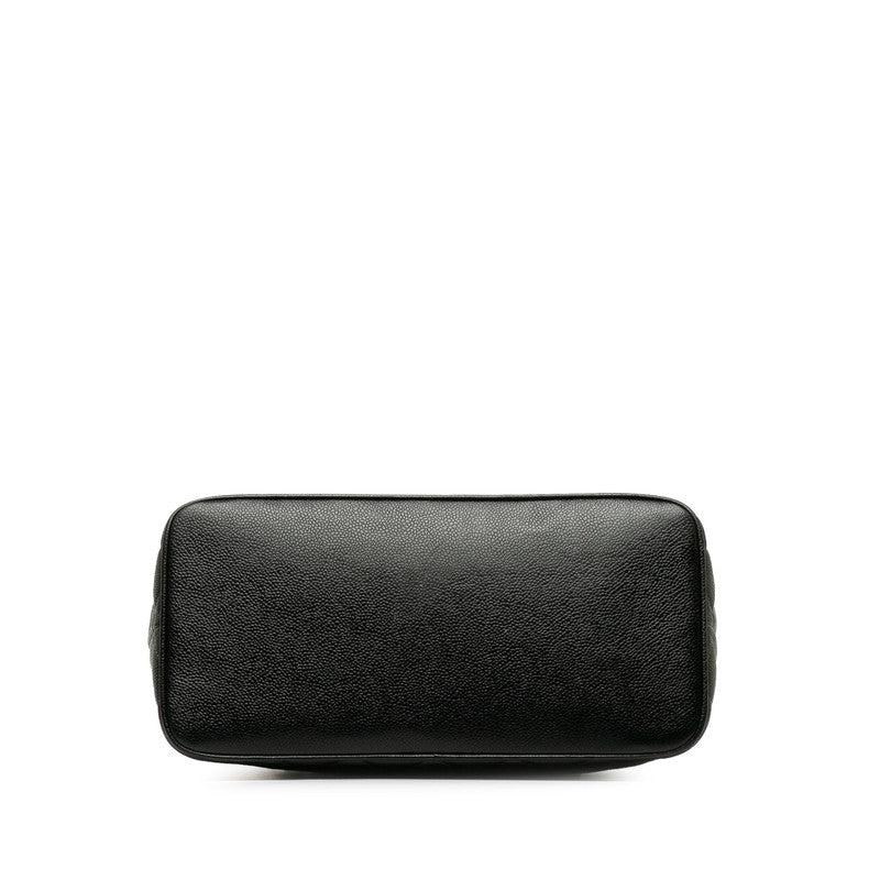 Chanel Matrases Medallion   ilver  Tooth Bag Shoulder Bag Black Caviar S Leather  CHANEL