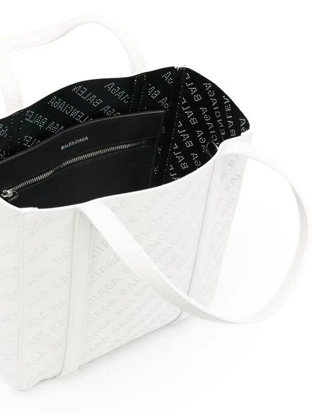 Luxury Balenciaga  Everyday All Over Logo Leather Tote Back White