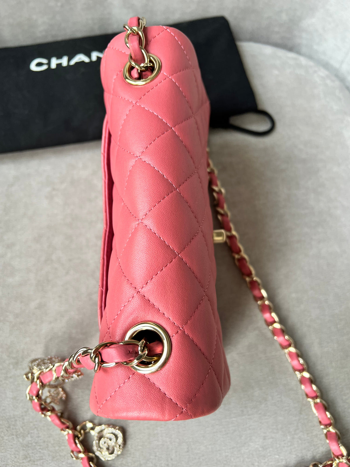 Chanel Mini Rectangular Classic Flap Valentines Day Edition in Pink Lambskin