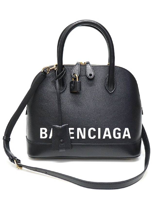 Luxury Balenciaga  550645 Black Leather Logo Printing Bill Top Handle Small 2WAY