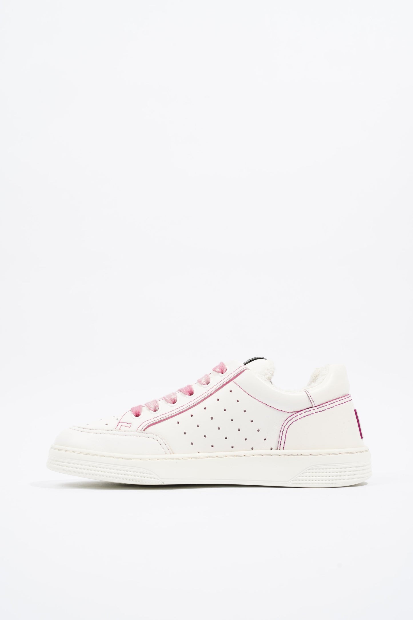 Chanel Chanel Logo White   Pink Calfskin Leather EU 37 UK 4