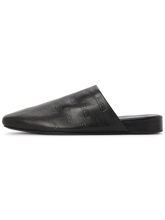 Luxury Balenciaga  Debossed Logo Leather Mule Black