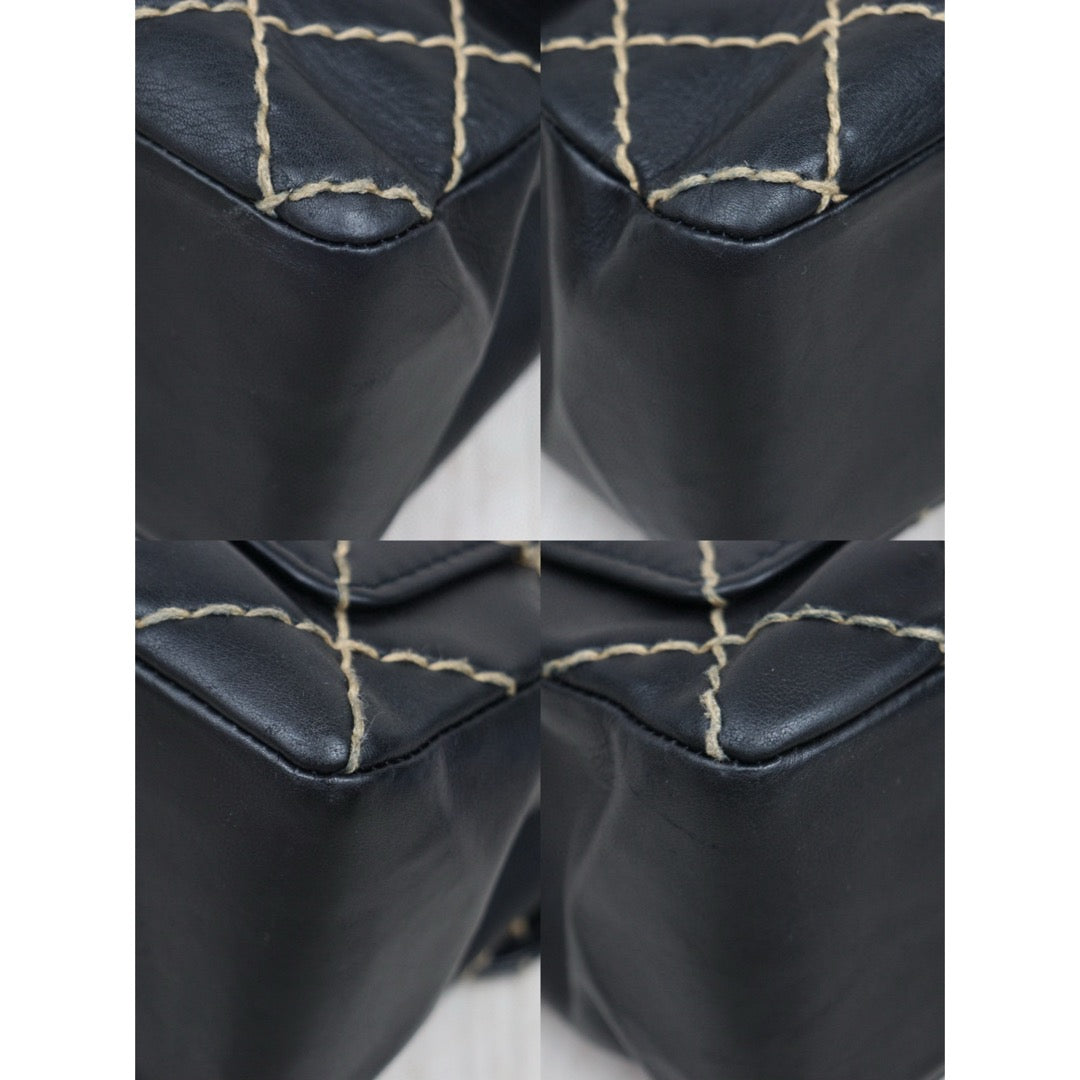 Good ( Rank AB)｜ CHANEL  Matrasse Sellier Calf Leather Single Flap 28 Chain Bag Black Made In 2000-2002 Year  ｜25032012