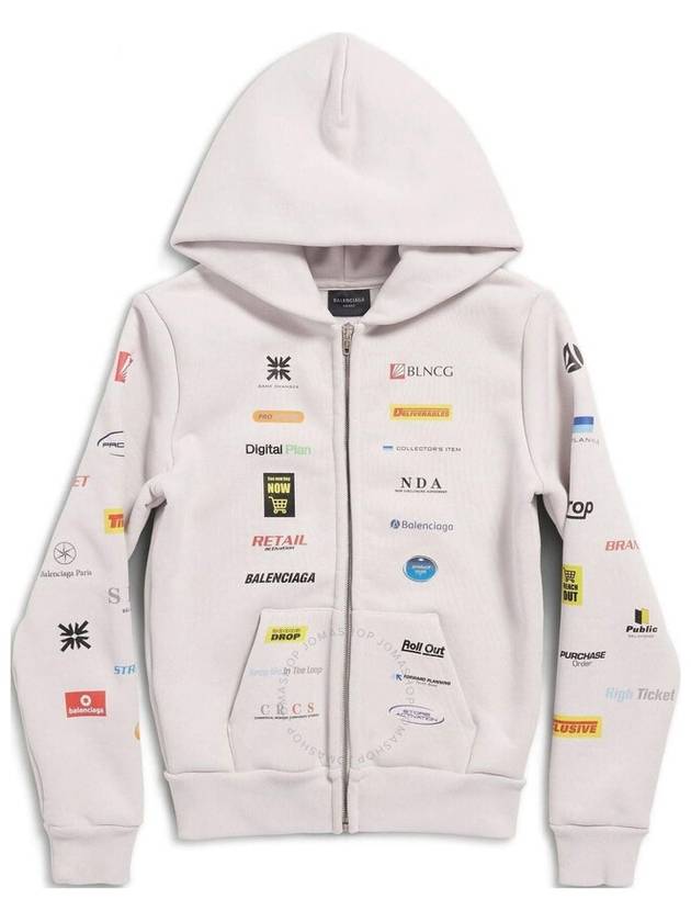Luxury Balenciaga  Business English Zip-Up Hoodie Offwhite