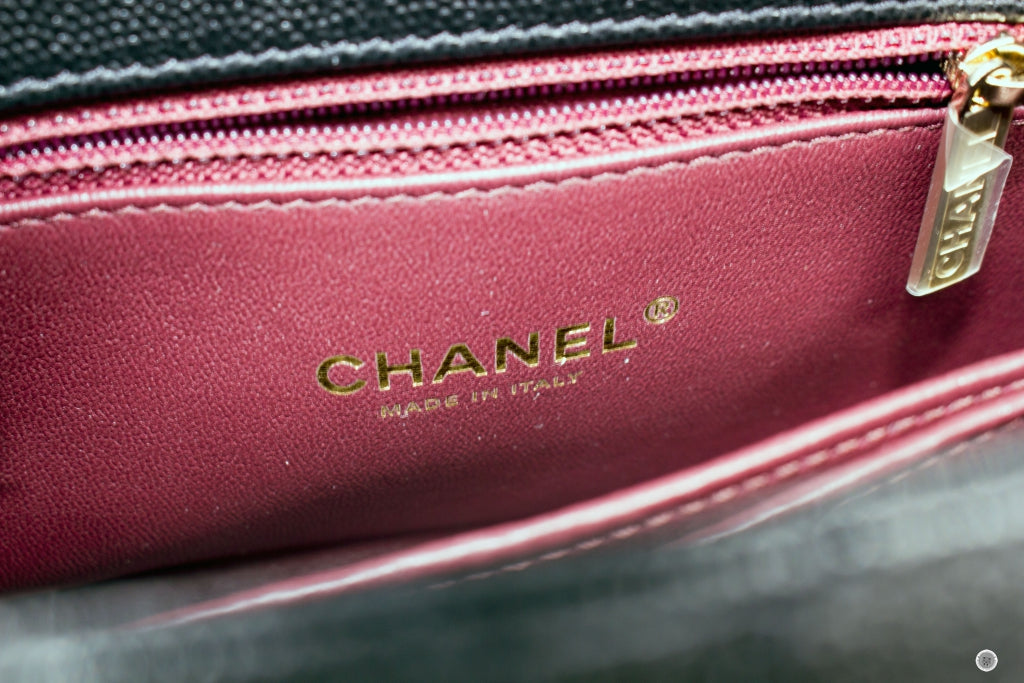 Chanel AB Coco Handle Black/burgundy Caviar Small Shoulder Bags Pbhw