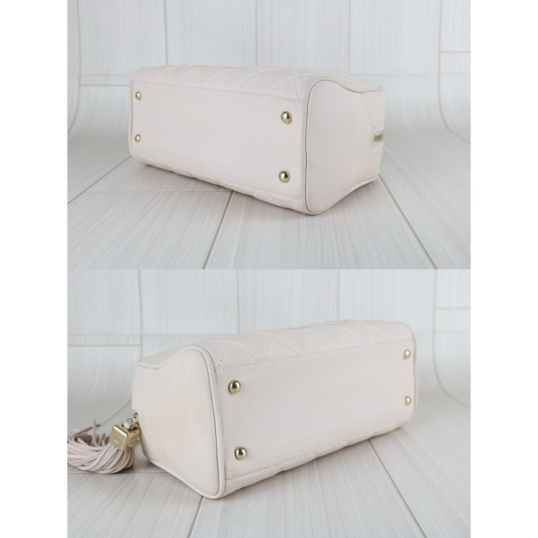 Good ( Rank AB)｜ CHANEL  Caviar Skin Leather Calf Leather Bowling Bag Hand Bag Pink Made In 2004～2005 Year｜B25030111