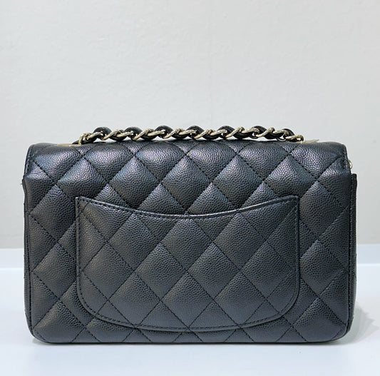 Chanel Mini Rectangular Classic Flap Black Bag GHW 17B
