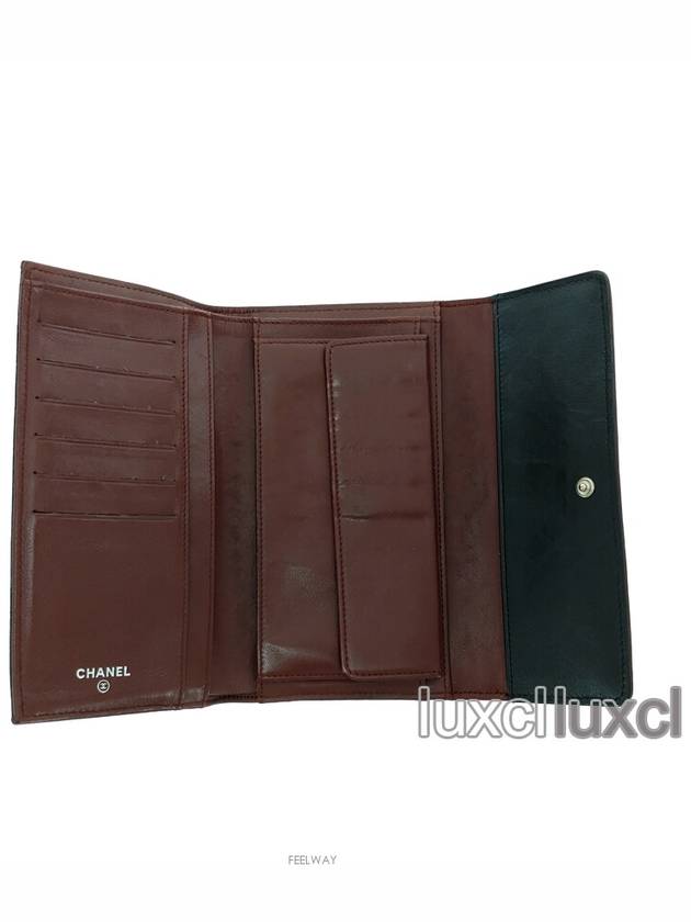 Silver Bicolore Flap Long Wallet Chanel