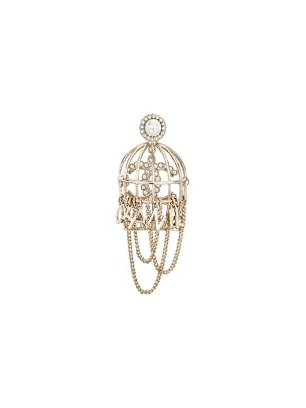 CC Crystal Pearl Brooch Gold Chanel