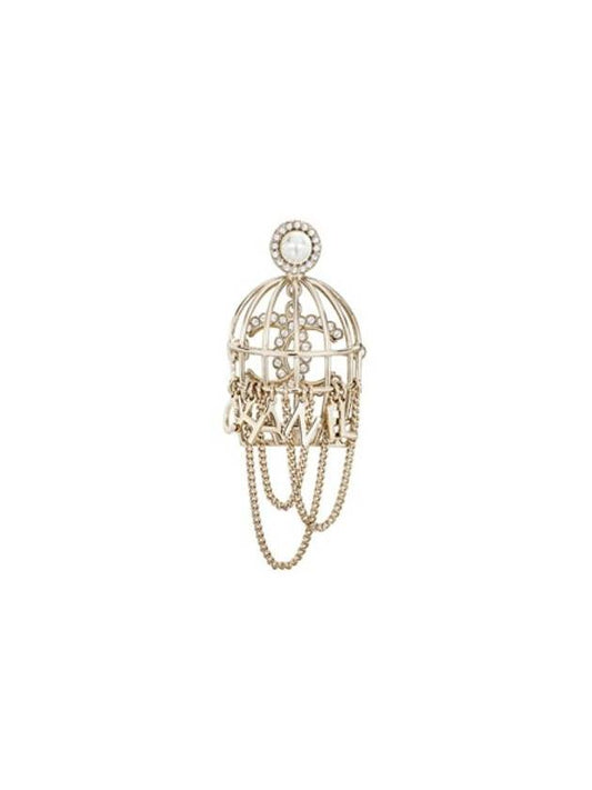 CC Crystal Pearl Brooch Gold Chanel