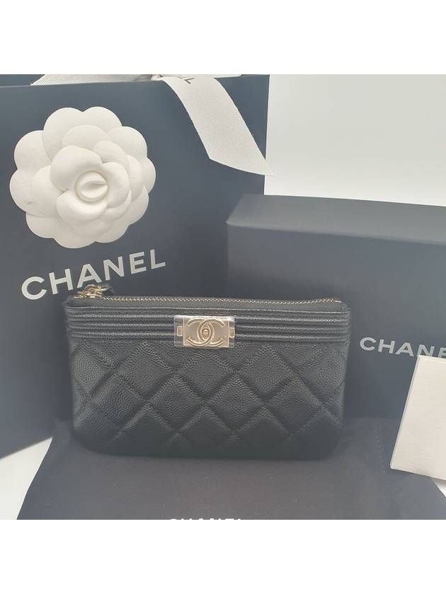 Boy Leather Mini Pouch Bag Black Chanel