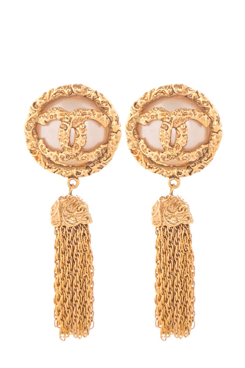 Chanel Gold & Pearl Tassel 93 Earrings