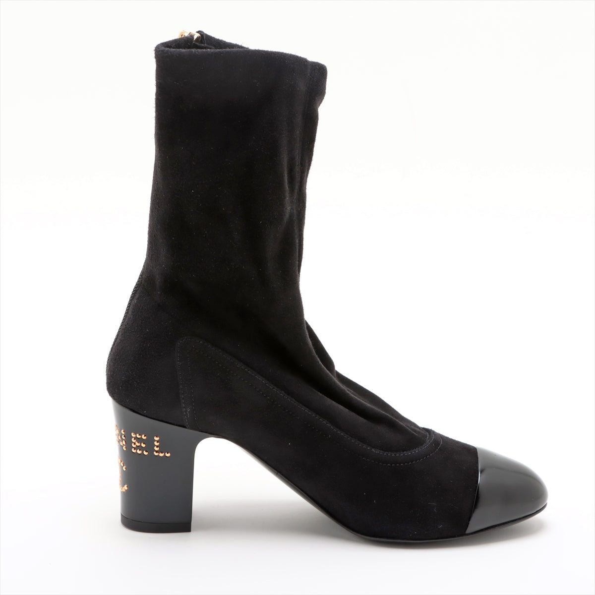 Chanel Coco Short Boots 36  Black G35000 Line Stone