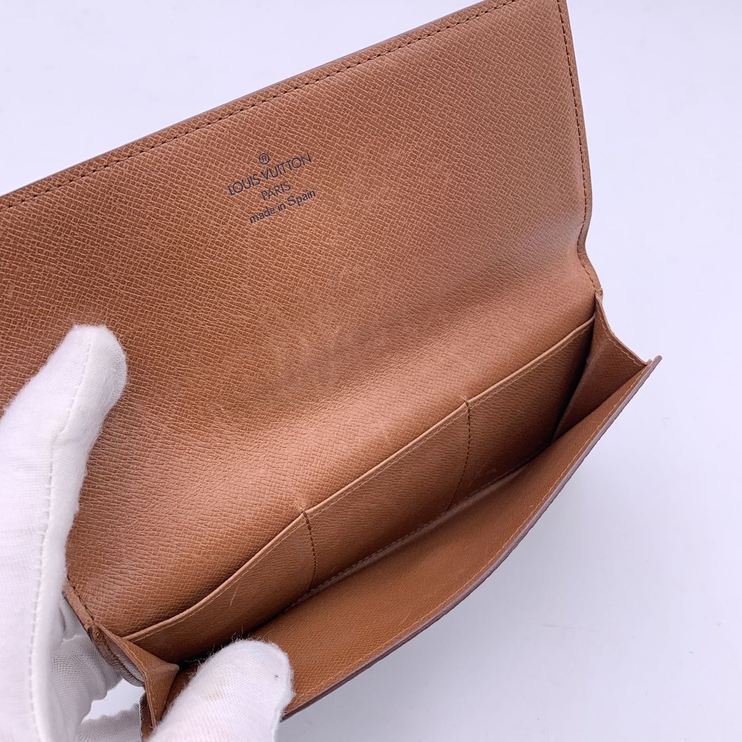 LOUIS VUITTON Vintage Brown Monogram Canvas Long Bill Wallet