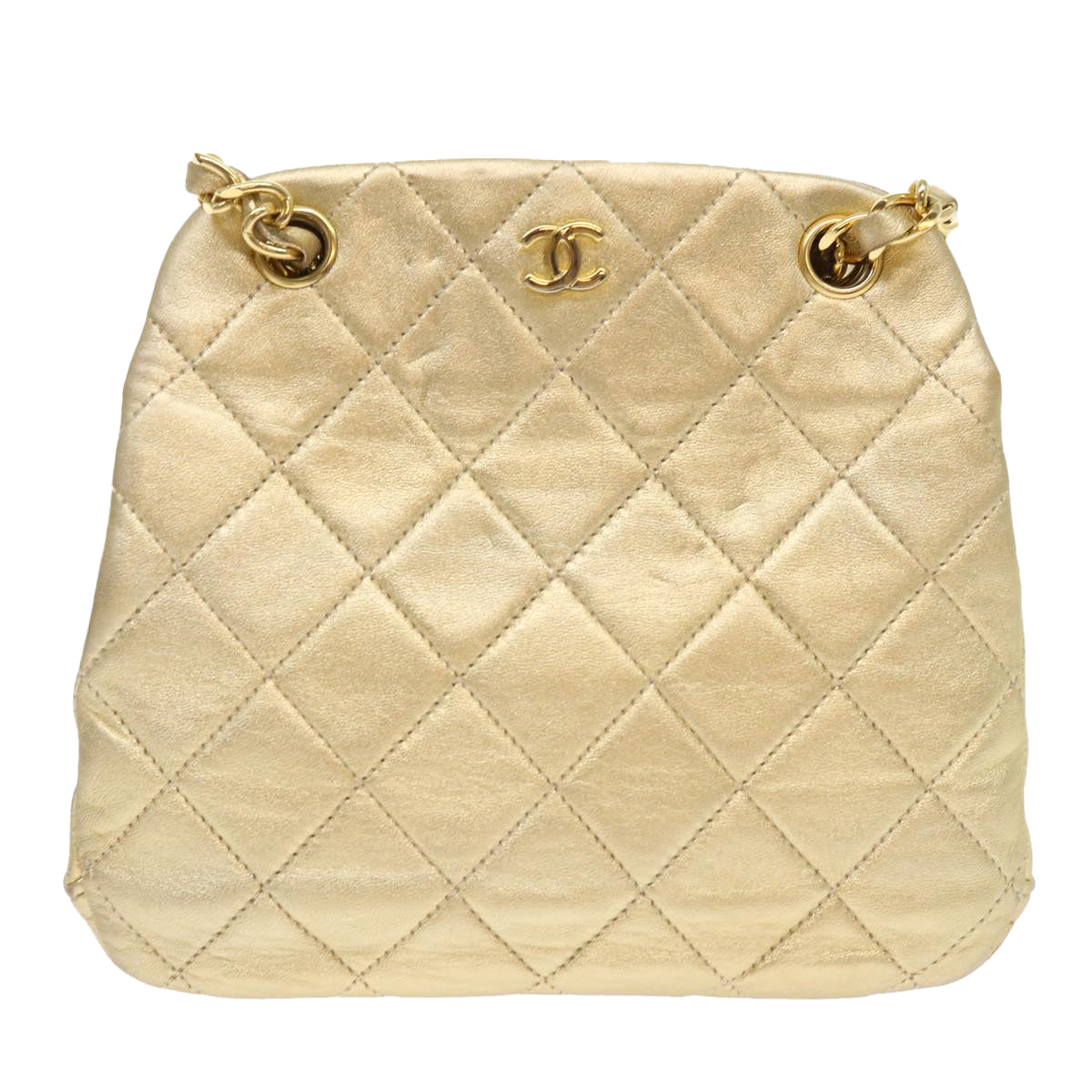 Top Quality Chanel Matelasse Chain Shoulder Bag Leather Gold CC Auth 53015A
