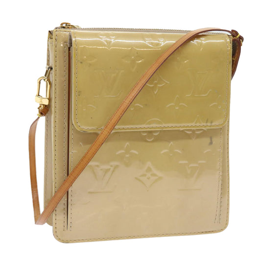 LOUIS VUITTON Monogram Vernis Motto Accessory Pouch Beige M91136 LV Auth 53033