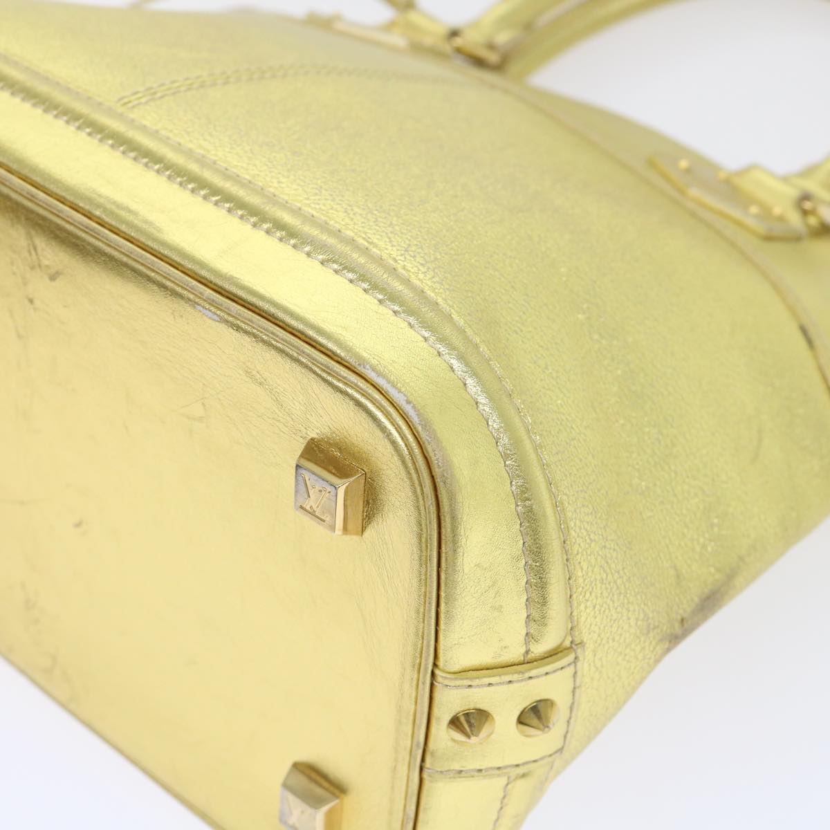 LOUIS VUITTON Suhari Lockit PM Hand Bag Leather Gold All M95433 LV Auth 53063
