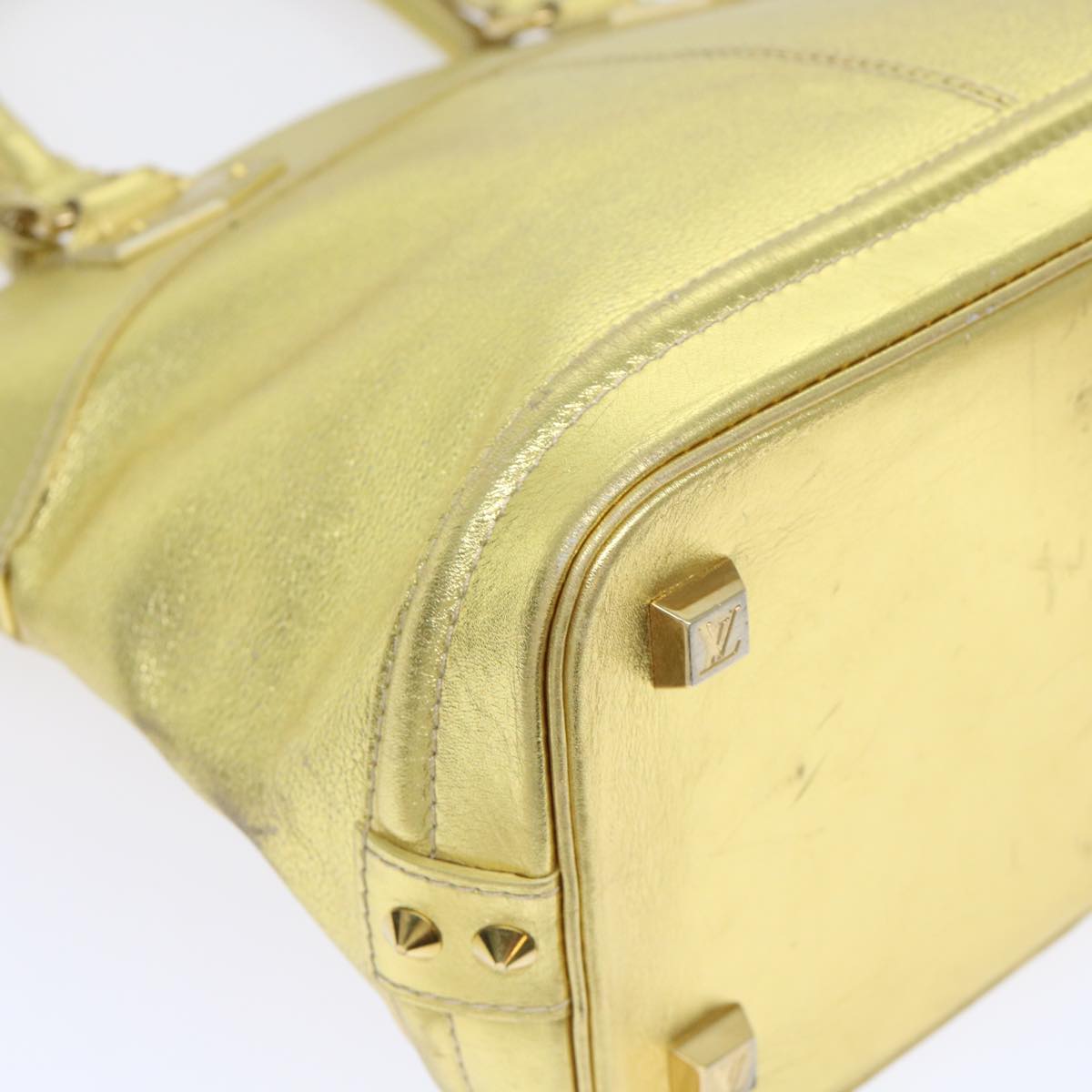 LOUIS VUITTON Suhari Lockit PM Hand Bag Leather Gold All M95433 LV Auth 53063