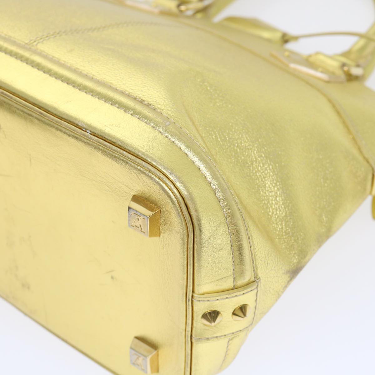 LOUIS VUITTON Suhari Lockit PM Hand Bag Leather Gold All M95433 LV Auth 53063