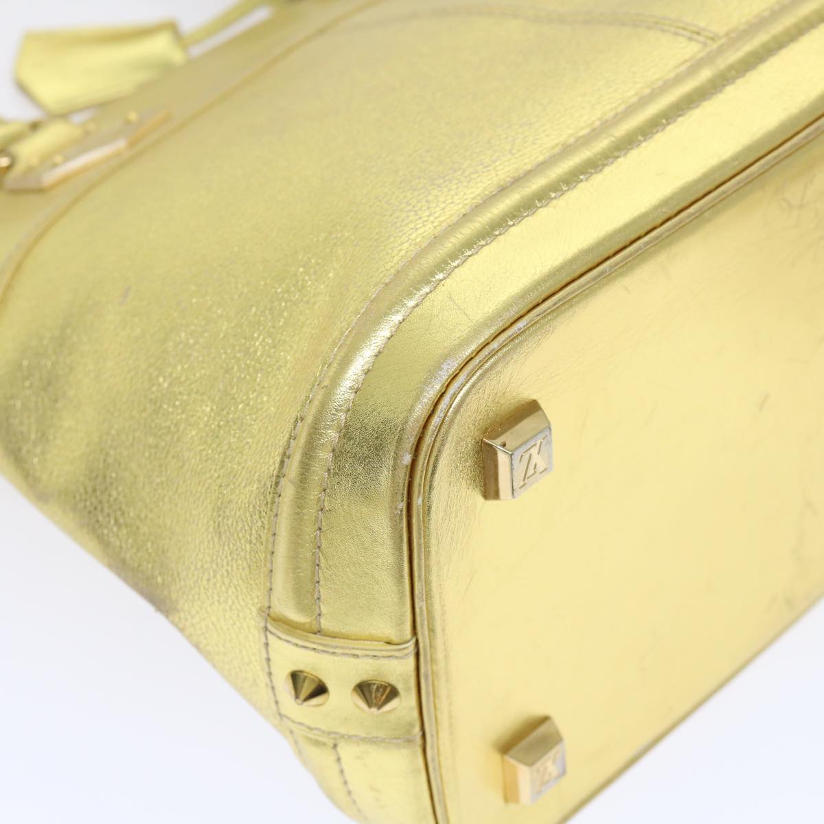 LOUIS VUITTON Suhari Lockit PM Hand Bag Leather Gold All M95433 LV Auth 53063