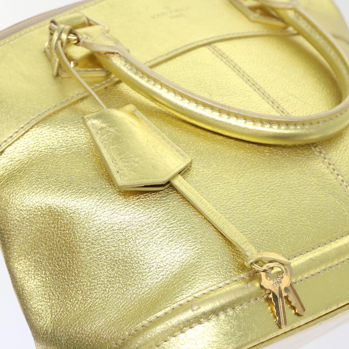 LOUIS VUITTON Suhari Lockit PM Hand Bag Leather Gold All M95433 LV Auth 53063