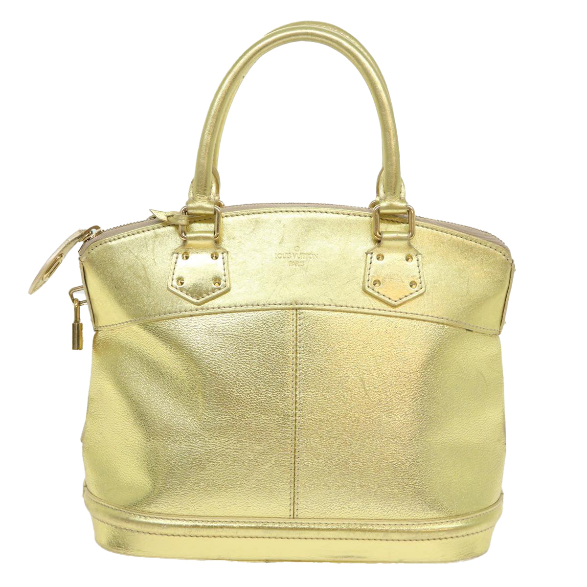 LOUIS VUITTON Suhari Lockit PM Hand Bag Leather Gold All M95433 LV Auth 53063