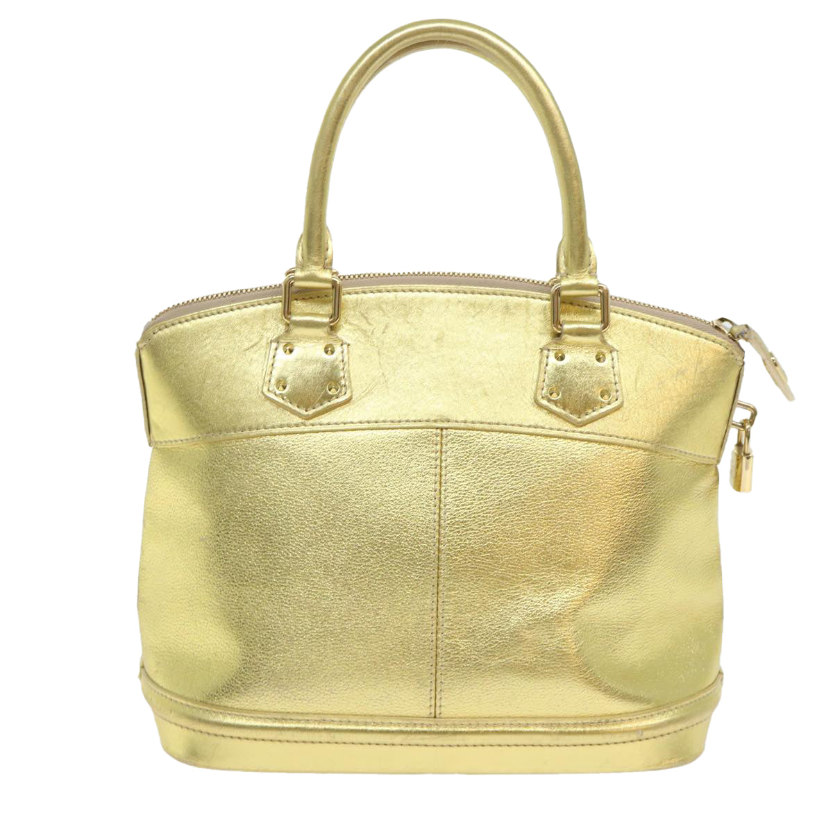 LOUIS VUITTON Suhari Lockit PM Hand Bag Leather Gold All M95433 LV Auth 53063