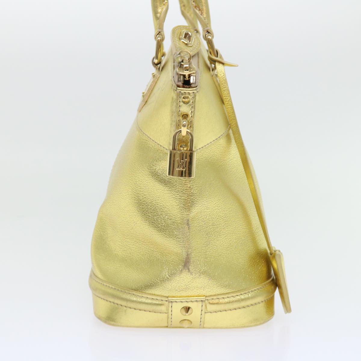 LOUIS VUITTON Suhari Lockit PM Hand Bag Leather Gold All M95433 LV Auth 53063