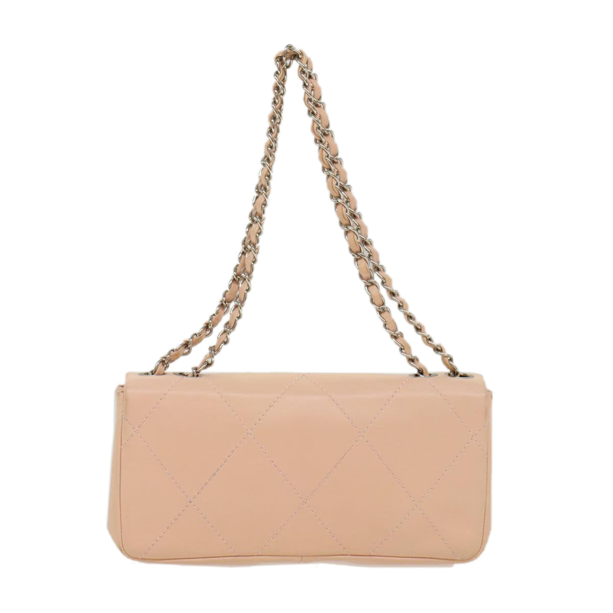 CHANEL Matelasse Chain Shoulder Bag Leather Pink CC Auth 53097