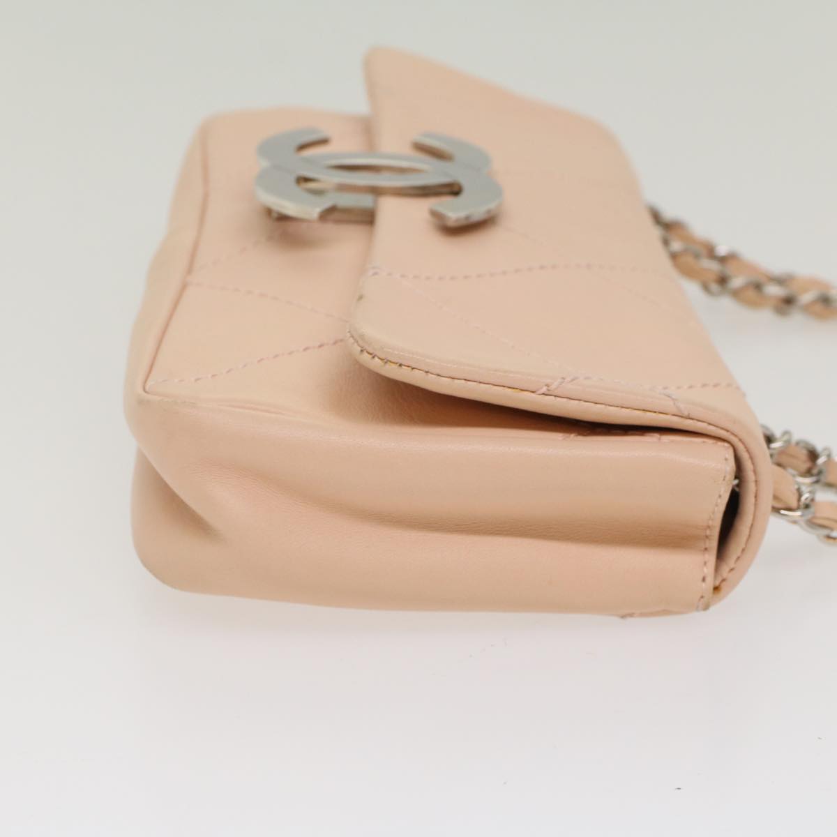 CHANEL Matelasse Chain Shoulder Bag Leather Pink Cc Auth 53097