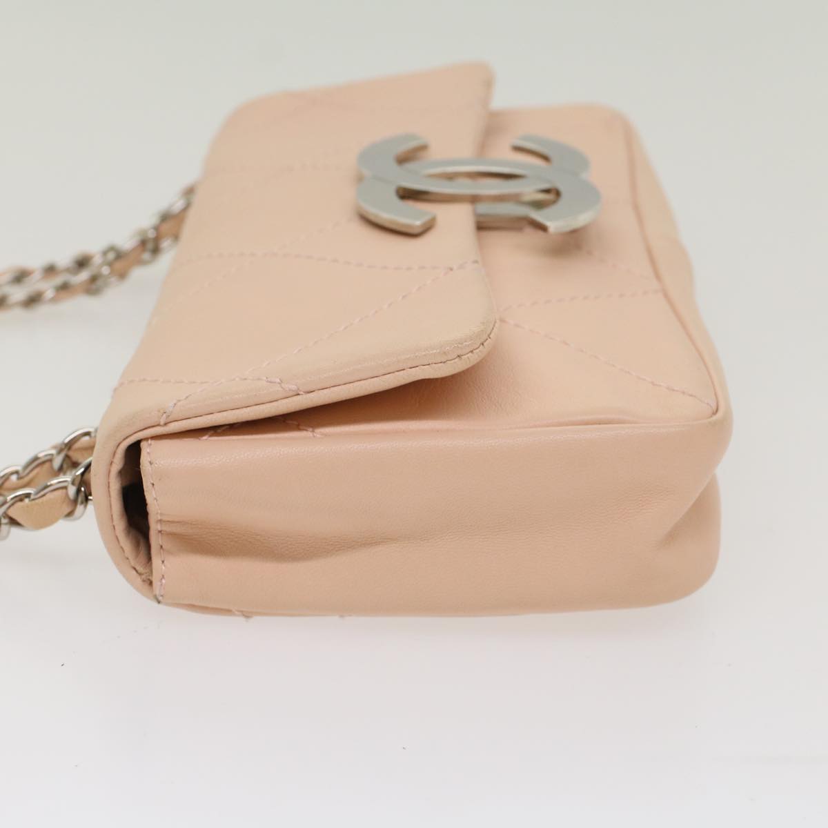 CHANEL Matelasse Chain Shoulder Bag Leather Pink CC Auth 53097