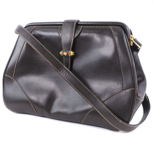 GUCCI Shoulder Bag Calfskin Brown vintage Women Used