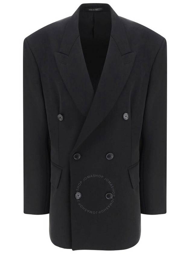 Luxury Balenciaga  Cinched Double Breasted Wool Jacket Black