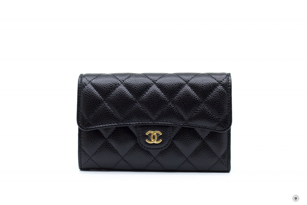 Chanel AP0232Y01864 Classic Flap Wallet Black   C3906 Caviar Short Wallet Ghw