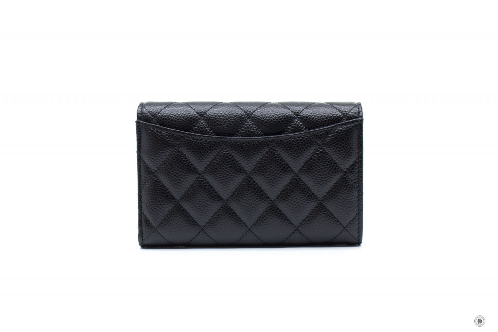 Chanel APY Classic Flap Wallet Black / C Caviar Short Wallet Ghw